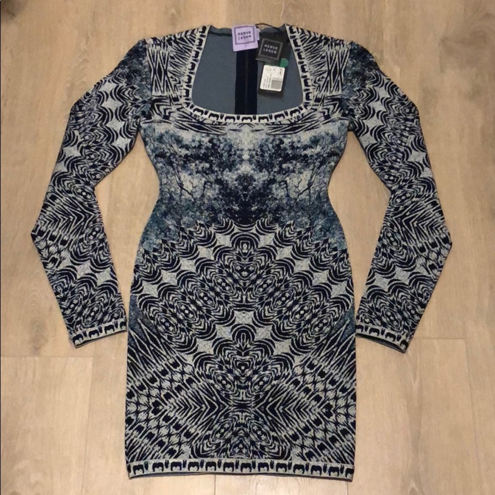 ❗️SOLD❗️Herve Leger Bandage Long Sleeve Mini Dress